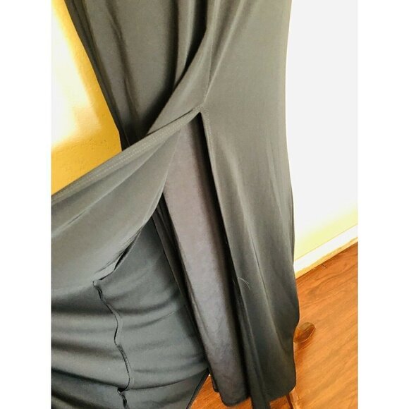 A.B.S. By Allen Schwartz Black Jersey Halter cape Sleeve Maxi Dress size M - Picture 10 of 12